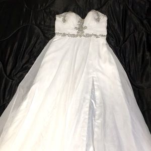 White strapless dress with side slit